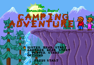 Berenstain Bears Camping Adventure title screen for Sega Genesis